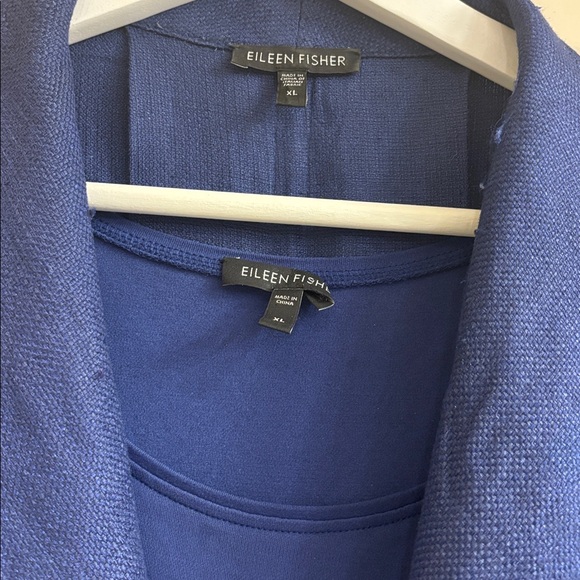 Eileen Fisher Set Linen Open Blazer Silk Cami - Picture 2 of 6